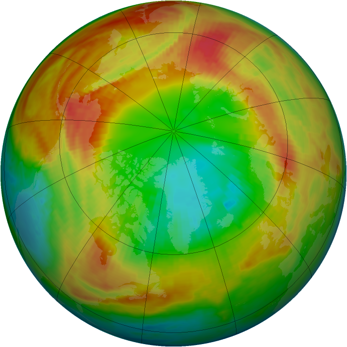 Arctic ozone map for 24 February 1986